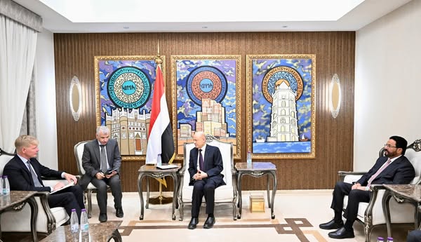 العليمي يستقبل "غروندبرغ" ويؤكد أن السلام يبدأ بمعالجة جذور المشكلة